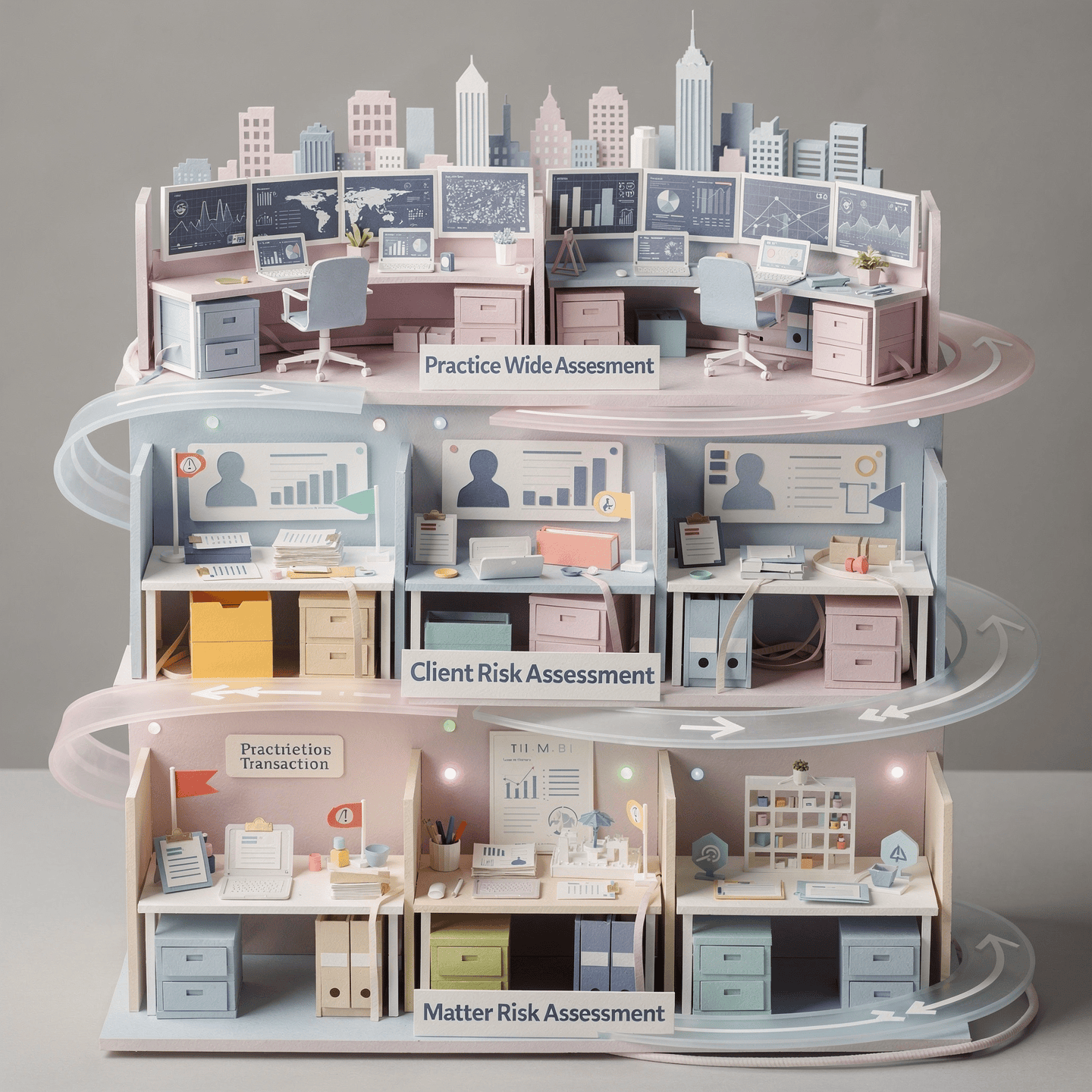 In a law firm there are 3 levels of AML Risk Assessment starting with the Firm Wide Risk Assessment, to Client Risk Assessment , to Matter Risk Assessment