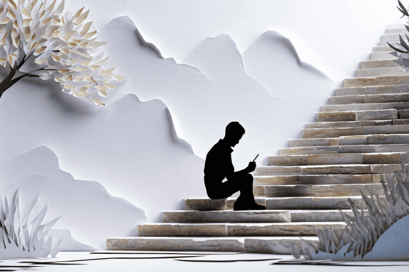 A person sitting alones